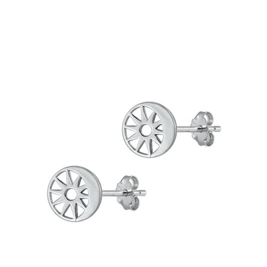Sterling Silver High Polished Moon & Star Chic Fashion Earrings .925 New