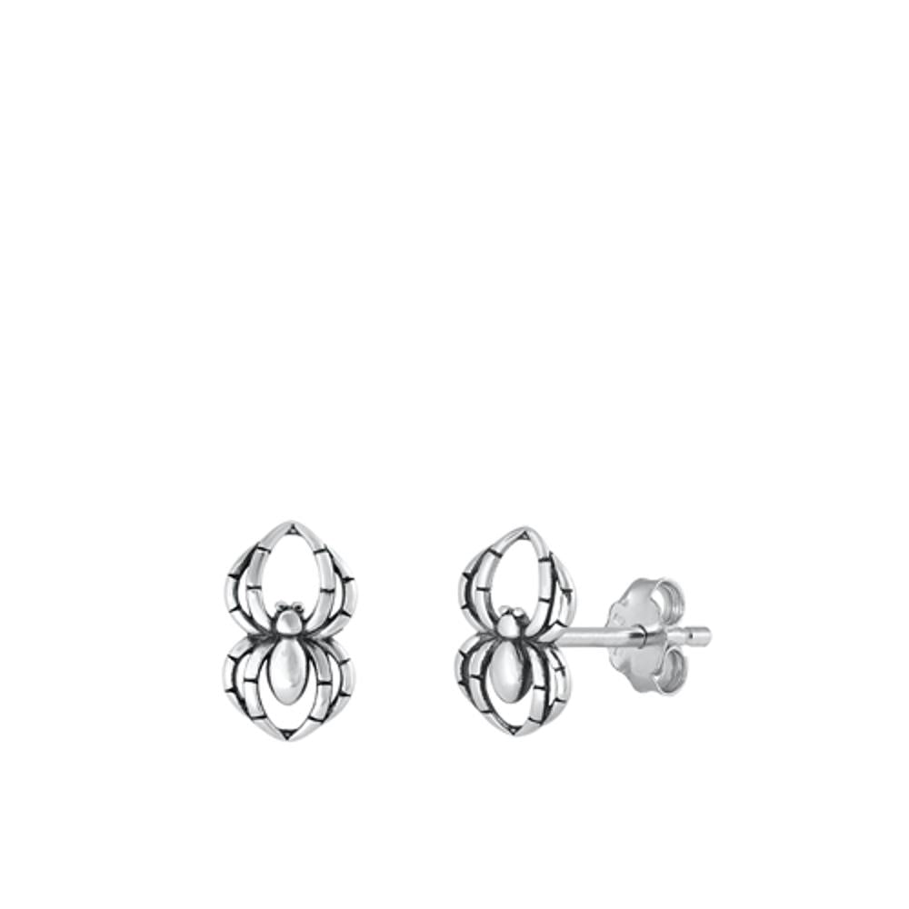 Sterling Silver Classic Oxidized High Polished Spider Fashion Earrings .925 New