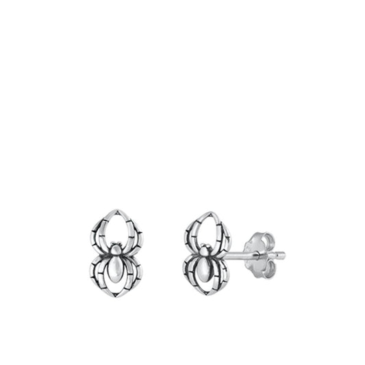 Sterling Silver Classic Oxidized High Polished Spider Fashion Earrings .925 New