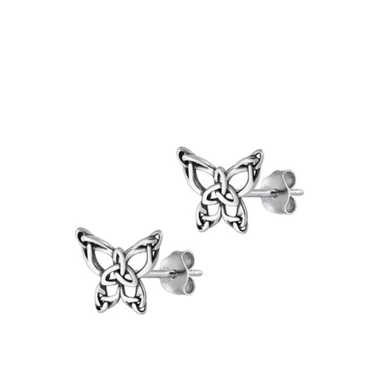 Sterling Silver Cute High Polished Chic Celtic Butterfly Earrings .925 New