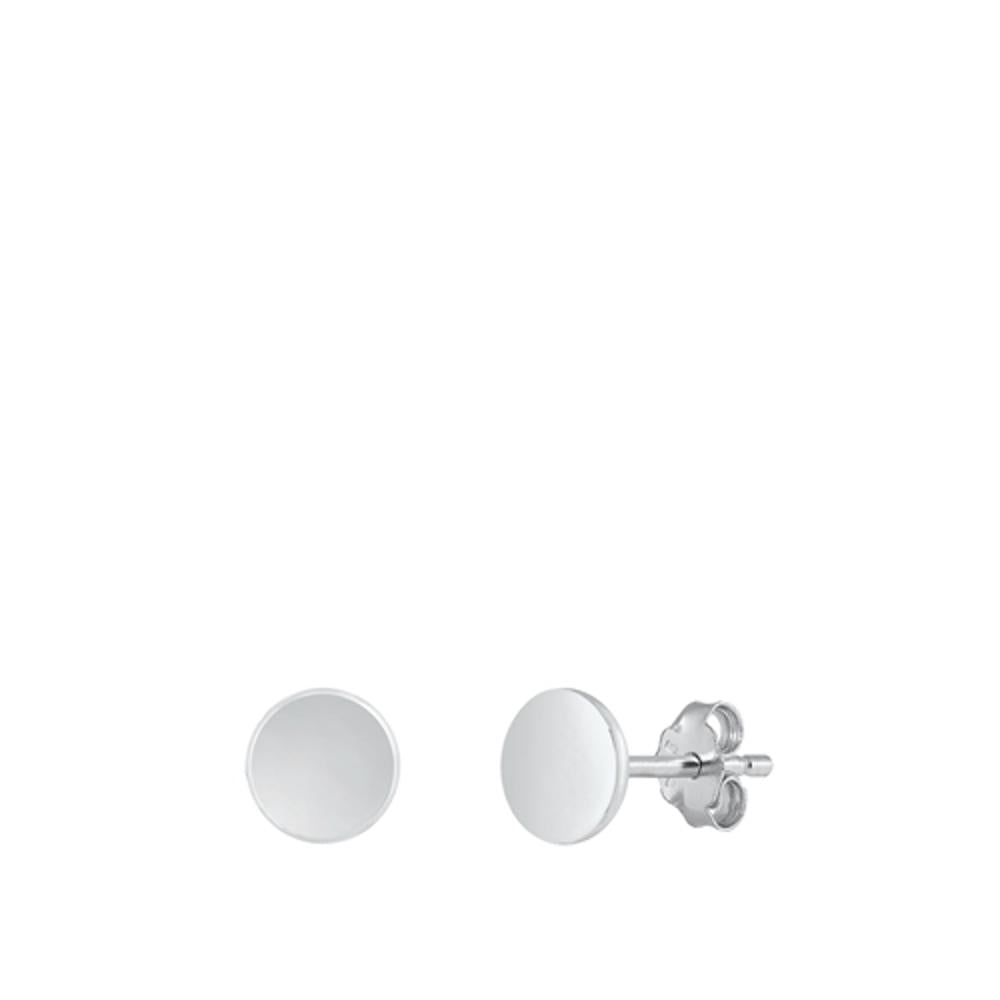 Sterling Silver High Polished Flat Disc Circle Fashion Earrings 925 New