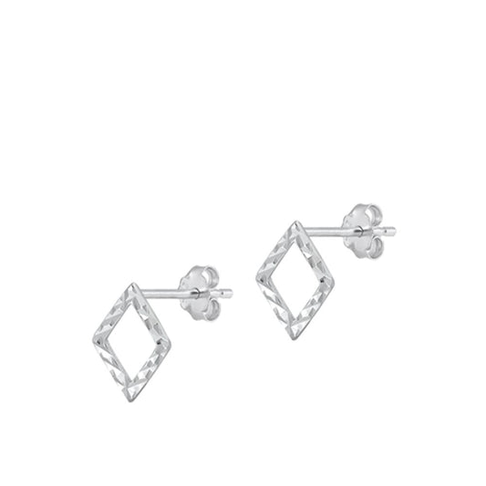 Sterling Silver Fashion High Polished Diamond-Cut Geometic Earrings 925 New