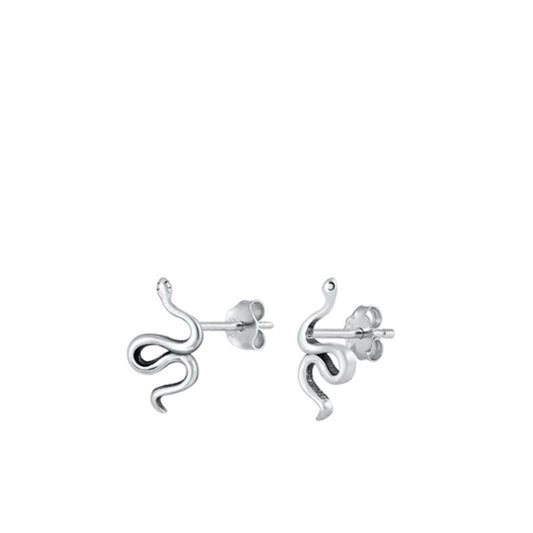 Sterling Silver Cute Snake Stud Earrings 925 New