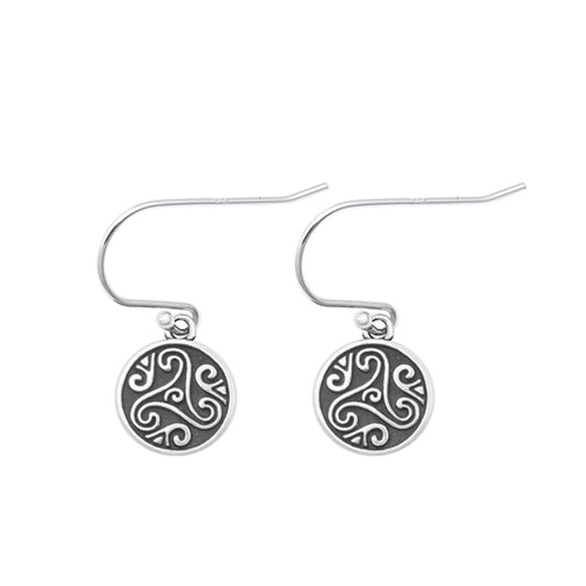 Sterling Silver Fashion Oxidized Celtic Triskelion Drop Hook Earrings .925 New