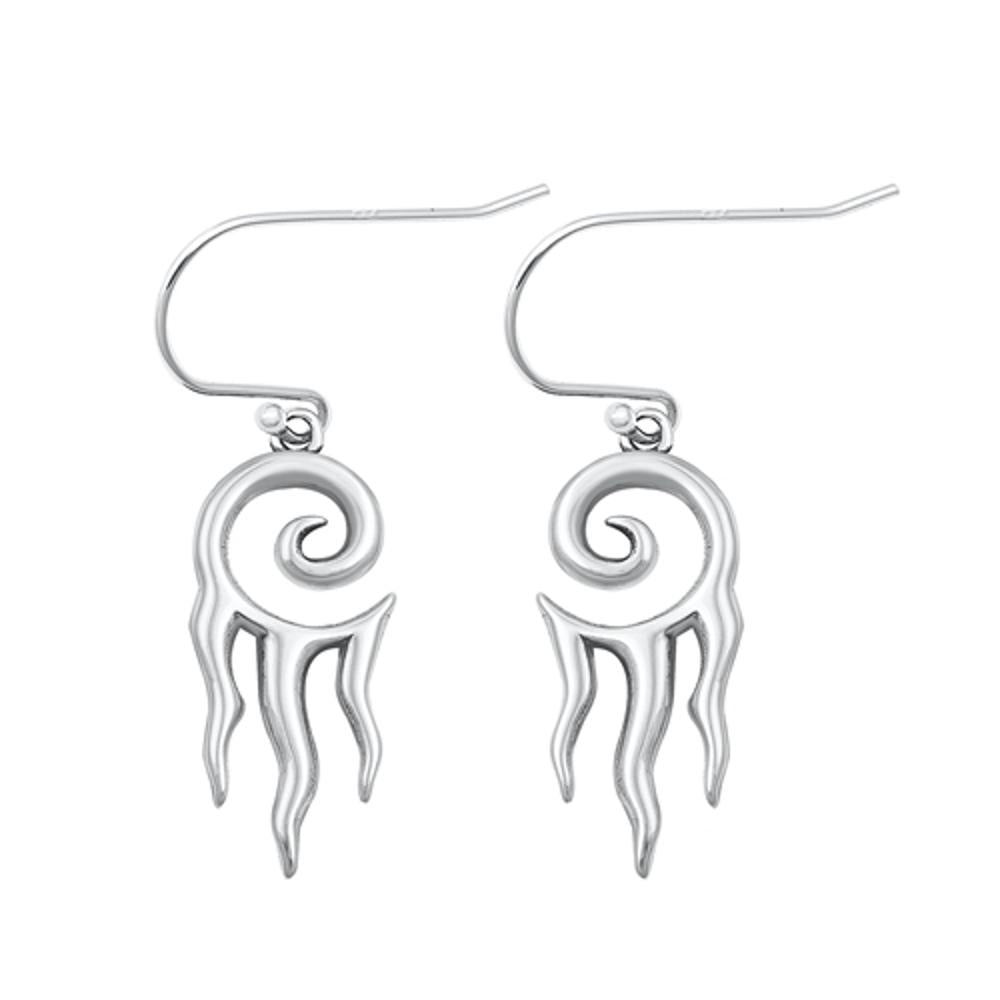 Sterling Silver Punk Flame Dripping Sun Wave Drop Hook Earrings .925 New