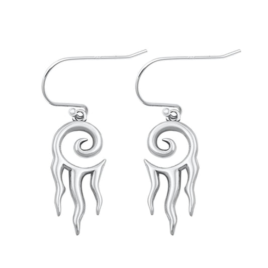 Sterling Silver Punk Flame Dripping Sun Wave Drop Hook Earrings .925 New