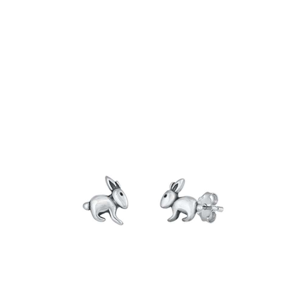 Sterling Silver Classic Bunny Rabbit High Polished Stud Earrings .925 New