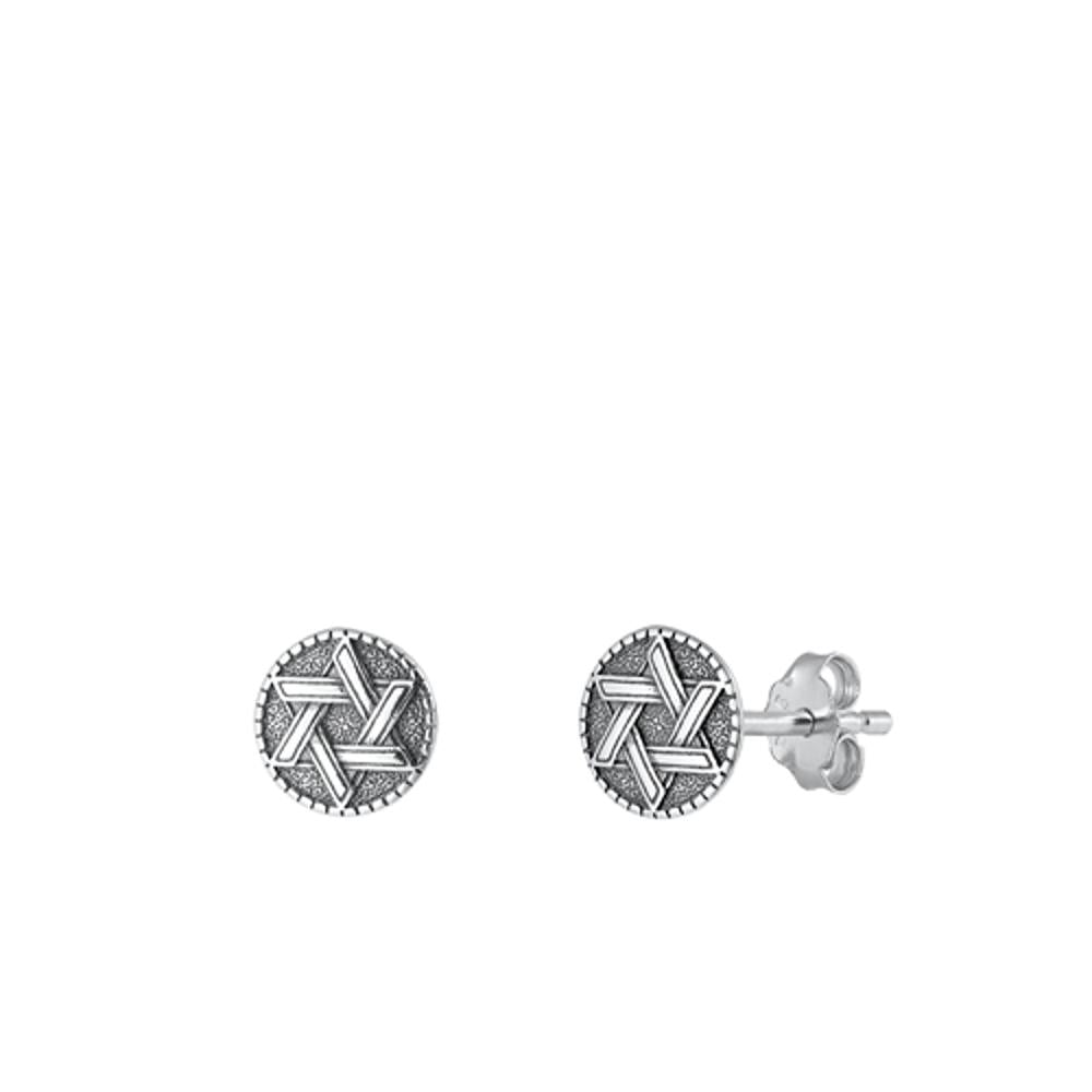 Sterling Silver Wholesale Jewish Star of David Oxidized Stud Earrings .925 New