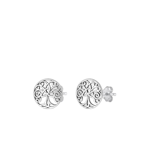 Sterling Silver Beautiful Celtic Tree of Life High Polished Earrings .925 New