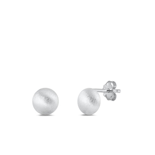 Sterling Silver Brushed Ball Stud High Polished Fashion Earrings .925 New