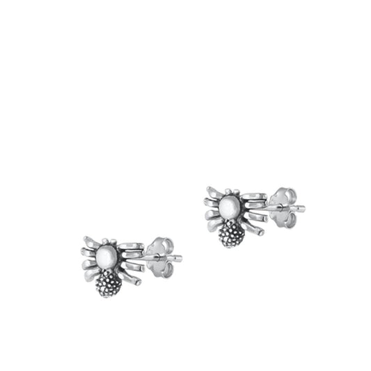 Sterling Silver Classic Spider Stud Oxidized High Polished Earrings .925 New