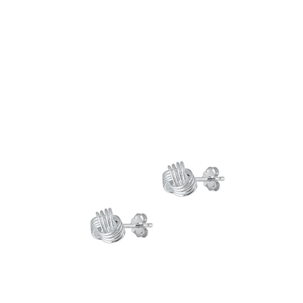 Sterling Silver Cute High Polished Knot Stud Fashion Earrings .925 New