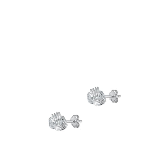 Sterling Silver Cute High Polished Knot Stud Fashion Earrings .925 New