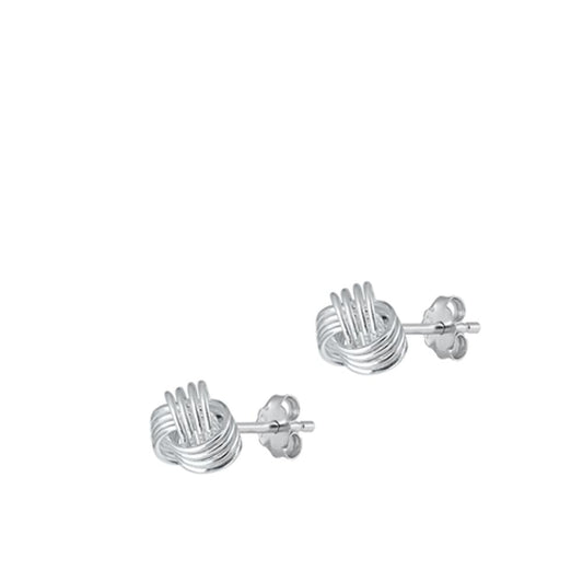 Sterling Silver Classic High Polished Knot Stud Fashion Earrings .925 New
