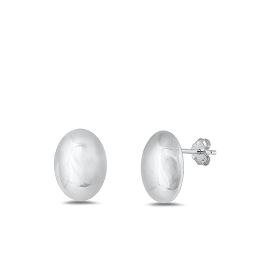 Sterling Silver Fashion High Polished Oval Ball Stud Fashion Earrings .925 New