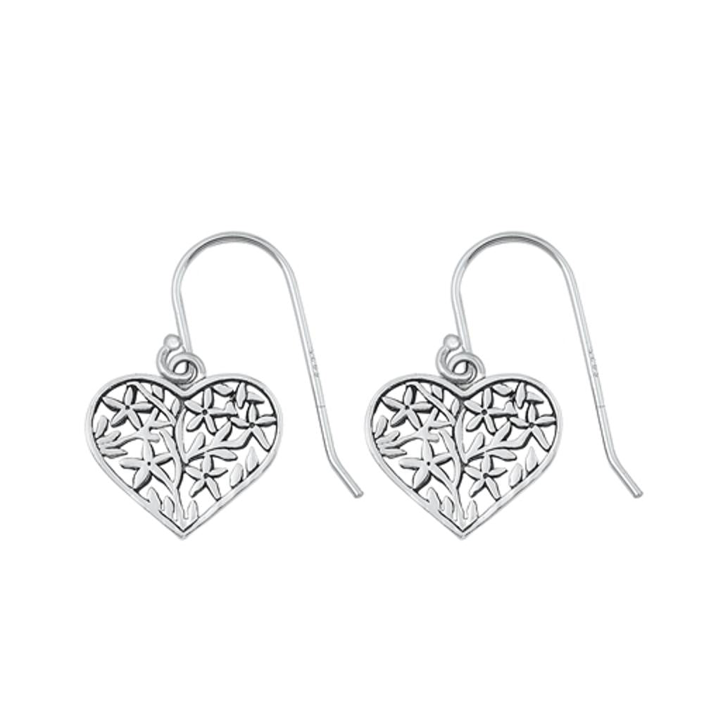 Sterling Silver Cute High Polished Heart Hook Fashion Earrings .925 New