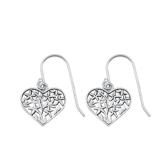 Sterling Silver Cute High Polished Heart Hook Fashion Earrings .925 New