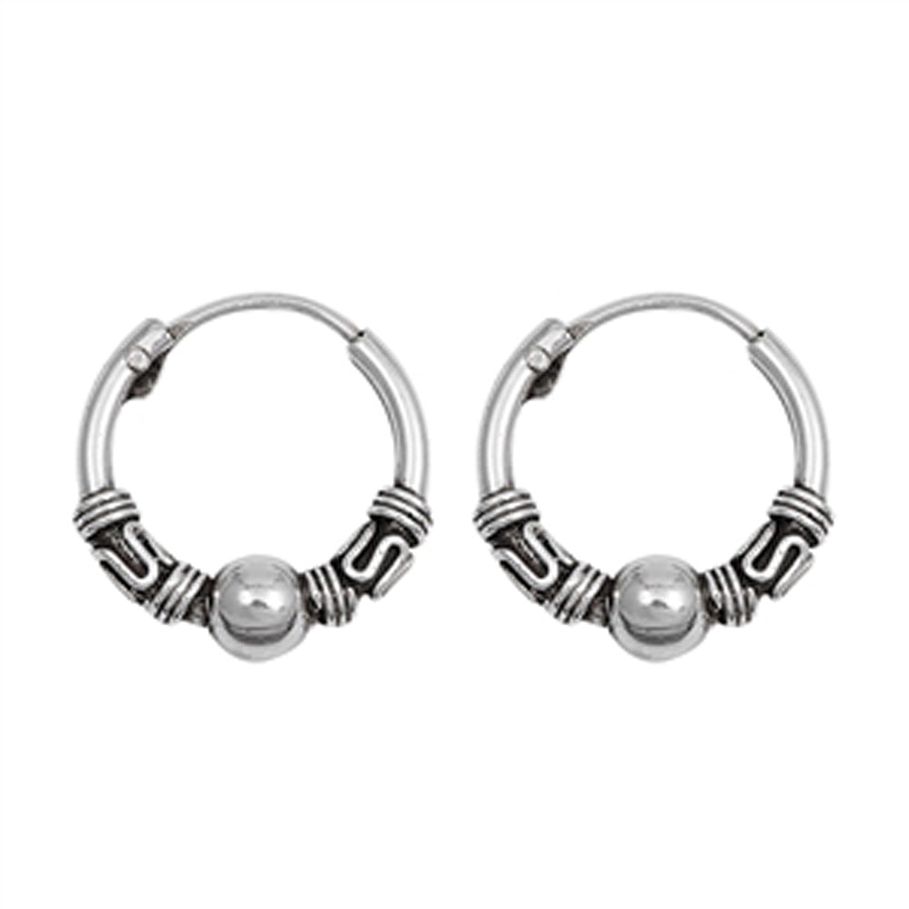 Sterling Silver Boho Hoop Statement Bali Style Weave Wrap Ornate Earrings 925