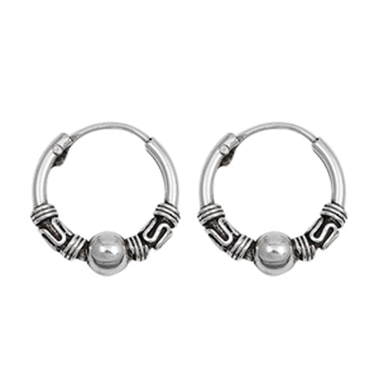 Sterling Silver Boho Hoop Statement Bali Style Weave Wrap Ornate Earrings 925