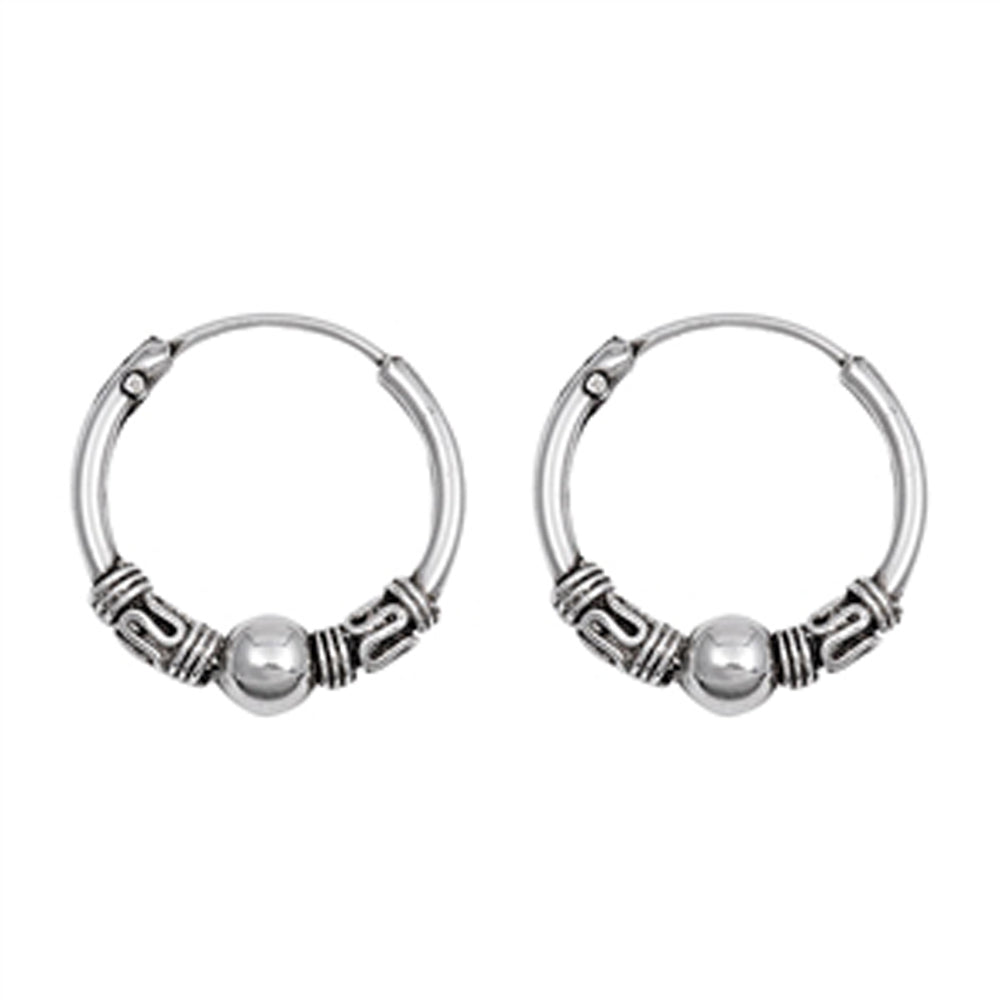 Sterling Silver Bali Style Hoop Boho Statement Weave Wrap Earrings 925 New