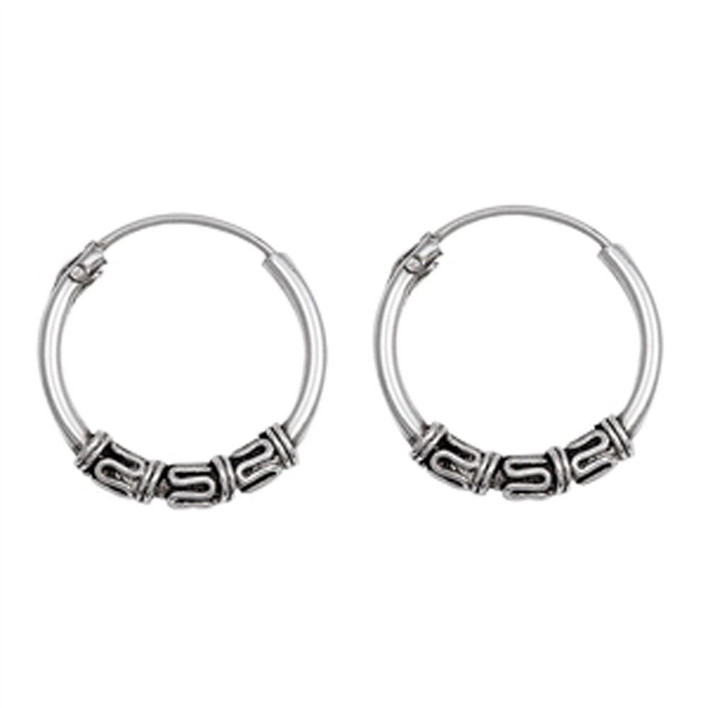Sterling Silver Weave Wrap Statement Hoop Bali Style Boho Earrings 925 New