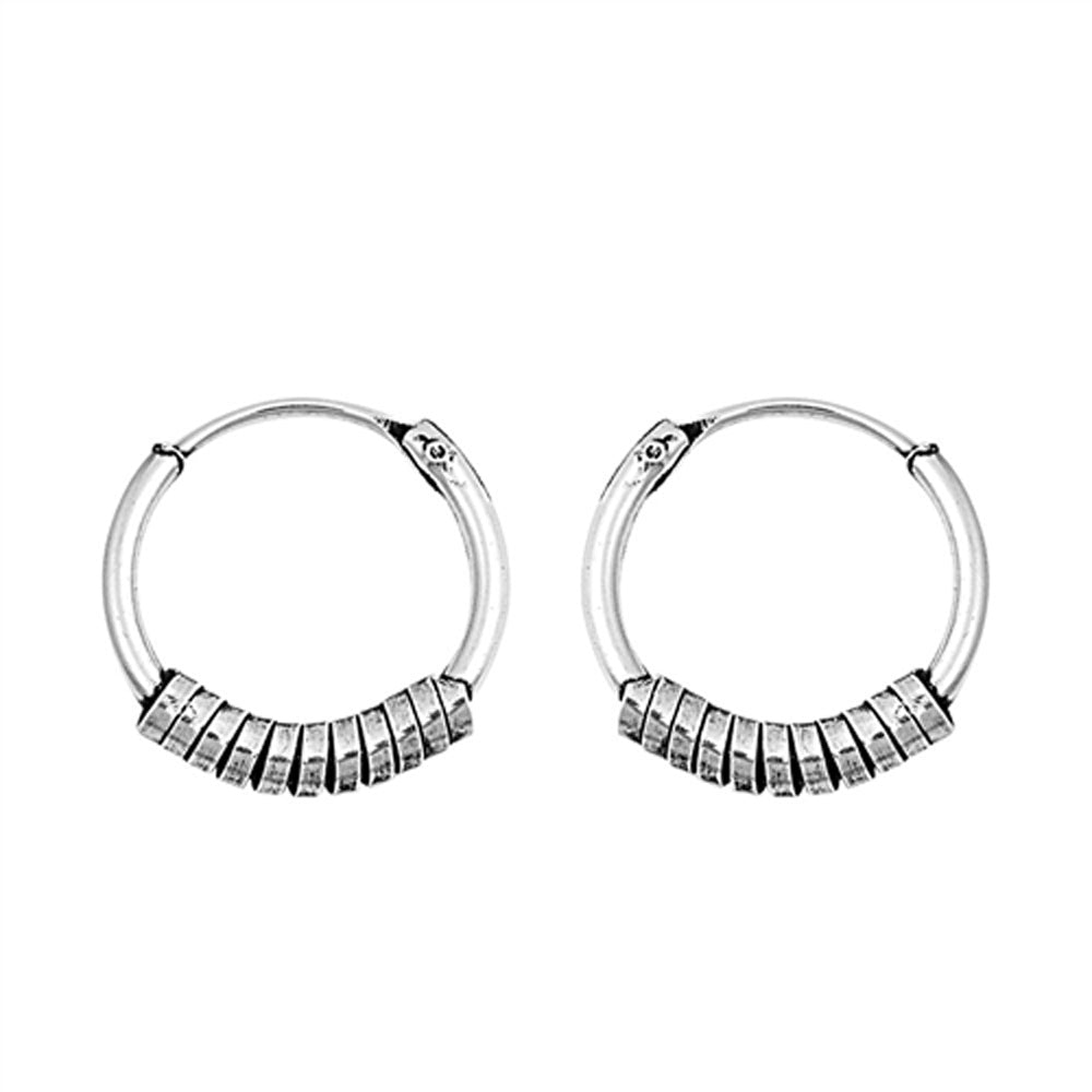 Sterling Silver Modern Hoop Flat Coil Wrap Unique Earrings 925 New