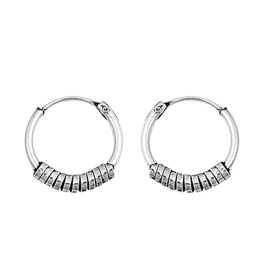 Sterling Silver Modern Hoop Flat Coil Wrap Unique Earrings 925 New