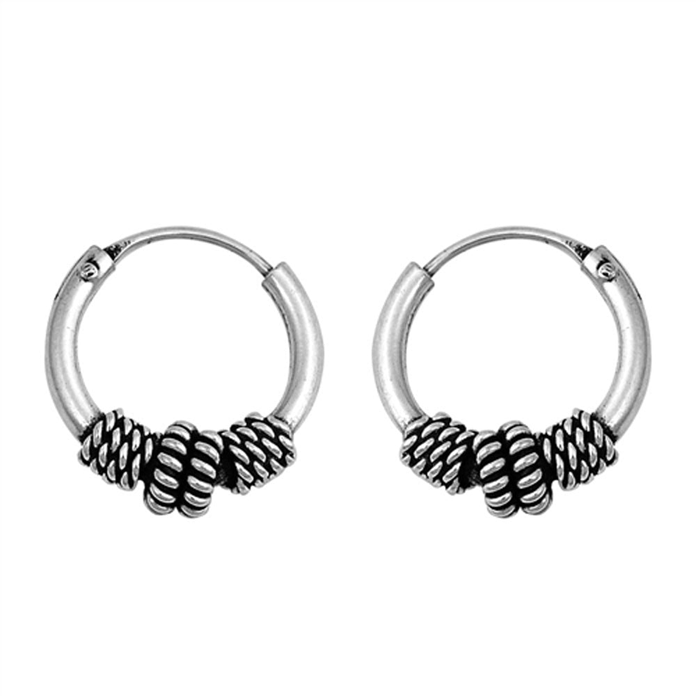Sterling Silver Rope Knot Hoop Weave Wrap Earrings 925 New