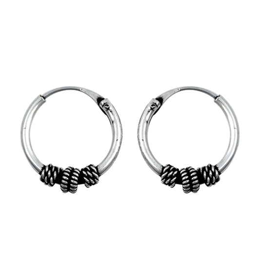 Sterling Silver Statement Hoop Rope Knot Wrap Weave Earrings 925 New
