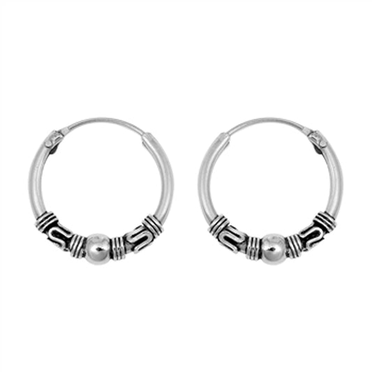 Sterling Silver Bali Style Hoop Statement Weave Wrap Earrings 925 New