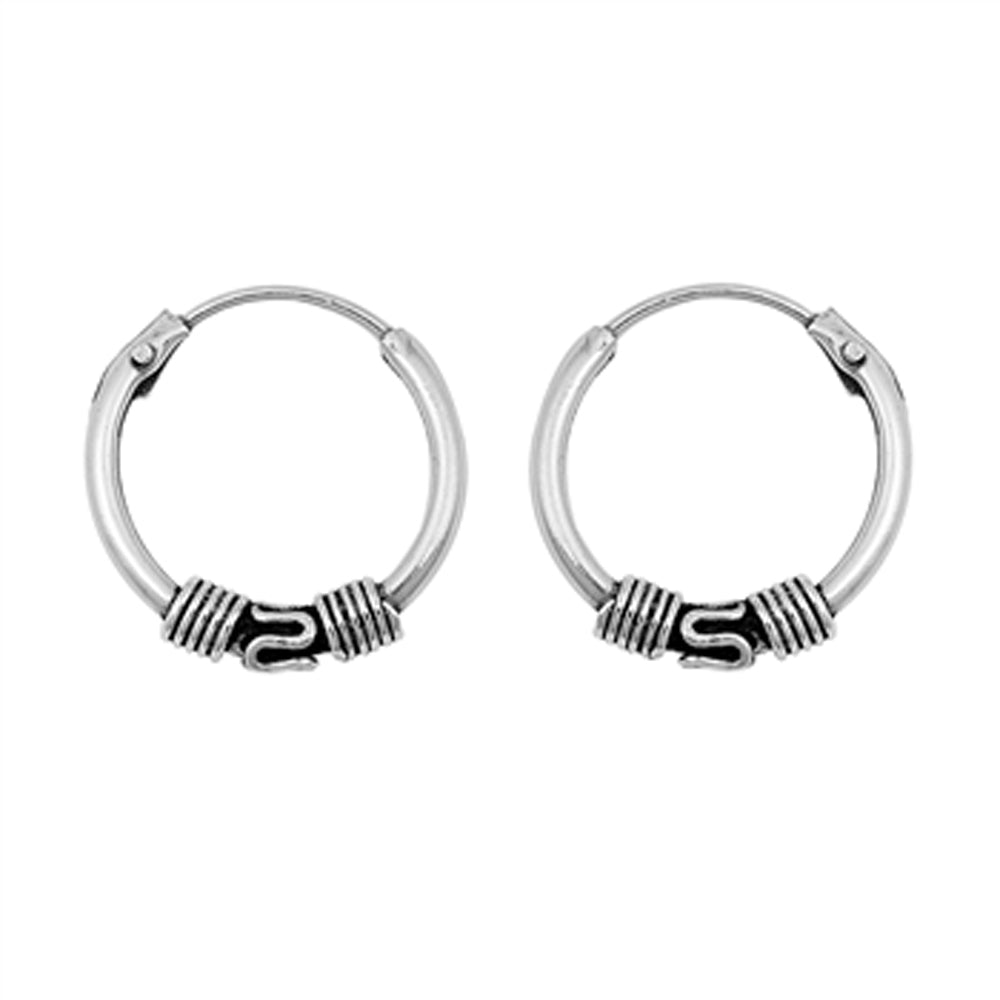 Sterling Silver Bali Style Hoop Statement Weave Wrap Earrings 925 New