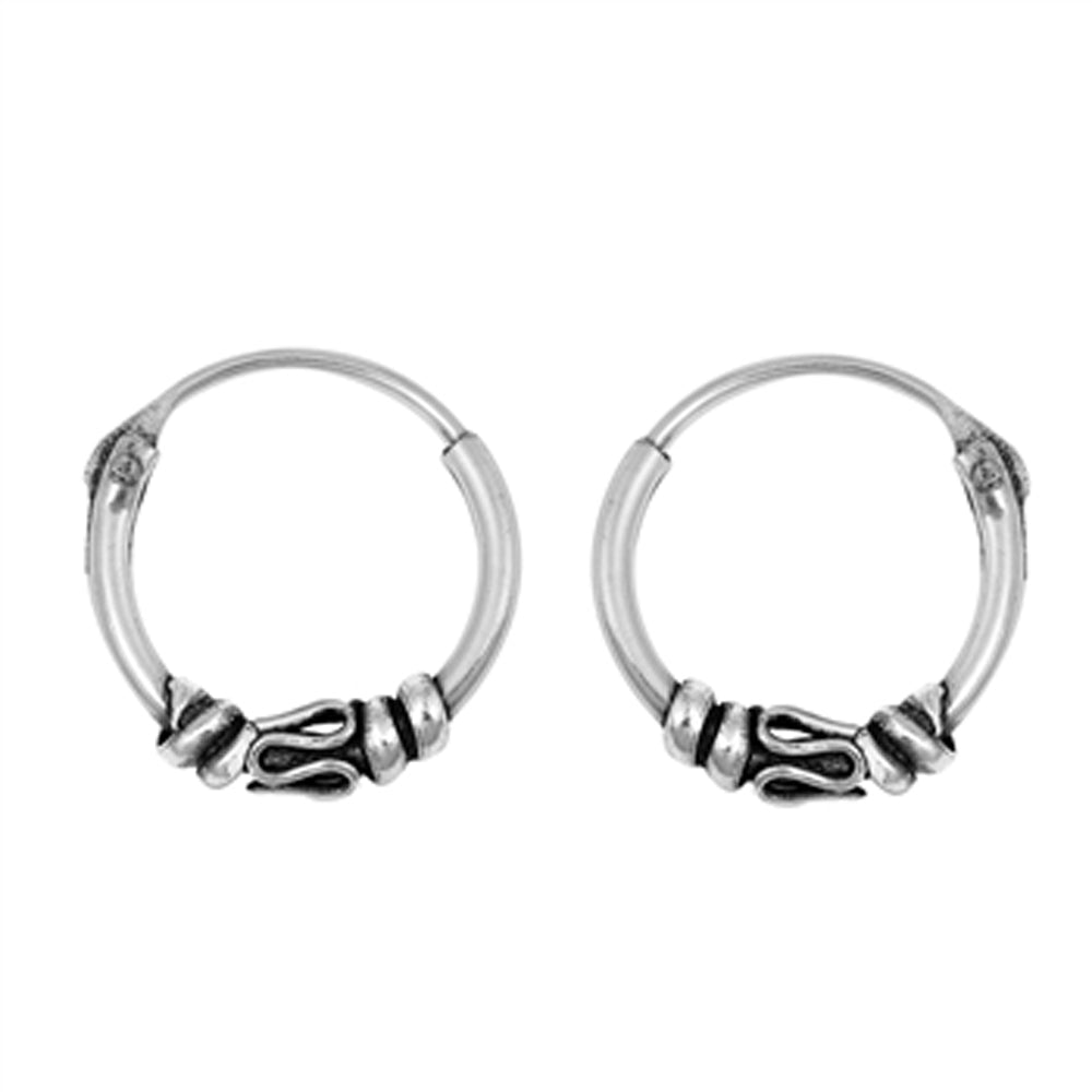 Sterling Silver Wavy Boho Hoop Wrap Statement Earrings 925 New