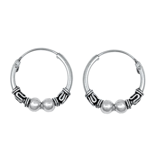 Sterling Silver Bali Style Hoop Classic Unique Earrings 925 New