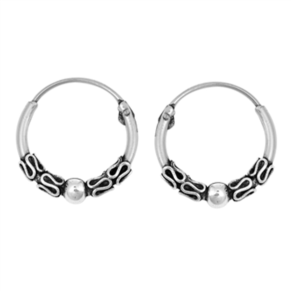 Sterling Silver Bali Style Hoop Statement Weave Wrap Boho Earrings 925 New