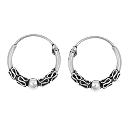 Sterling Silver Bali Style Hoop Statement Weave Wrap Boho Earrings 925 New