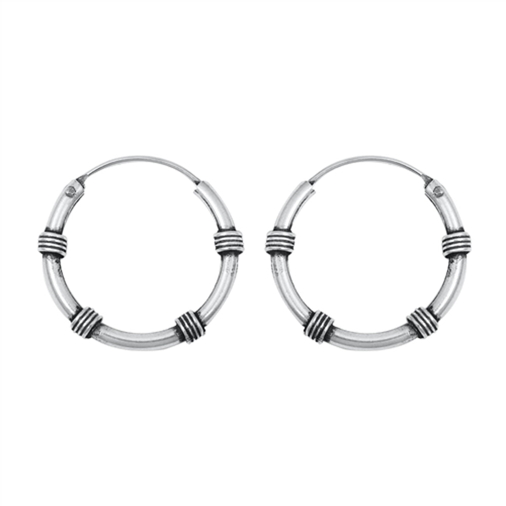 Sterling Silver Bali Style Hoop Rope Weave Unique Earrings 925 New