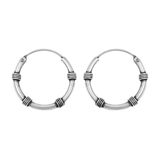 Sterling Silver Bali Style Hoop Rope Weave Unique Earrings 925 New