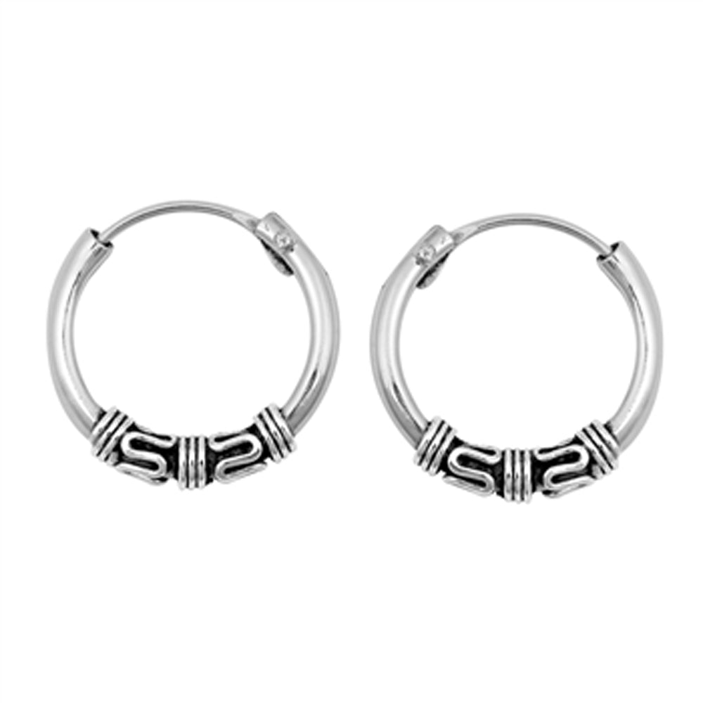 Sterling Silver Boho Hoop Wavy Wrap Statement Unique Earrings 925 New