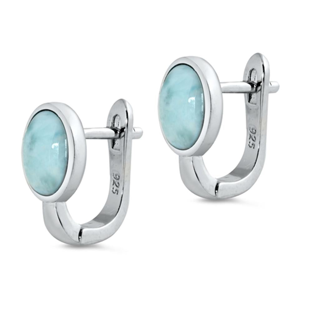 Sterling Silver Classic Fashion Larimar Lever Back Earrings 925 New