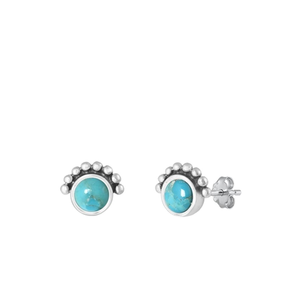 Sterling Silver Wholesale Turquoise High Polished Bali Stud Earrings .925 New