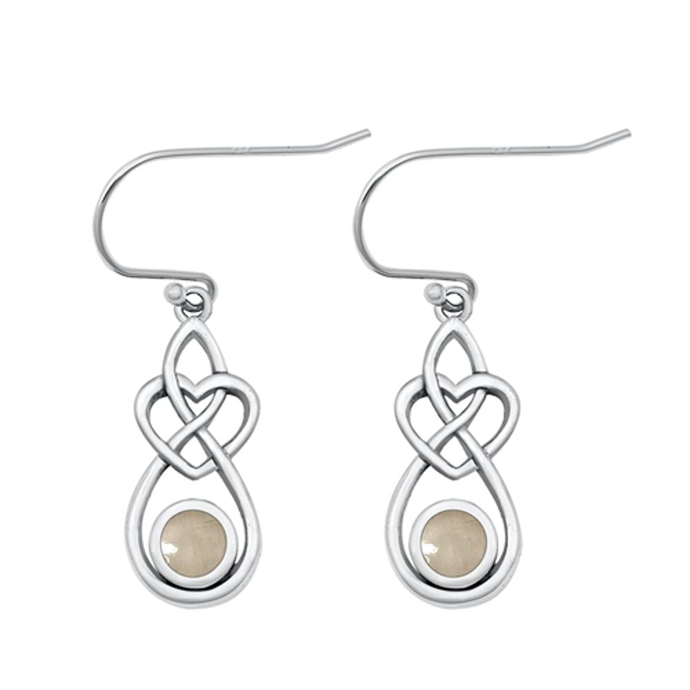 Sterling Silver Beautiful Moonstone Celtic High Polished Earrings .925 New