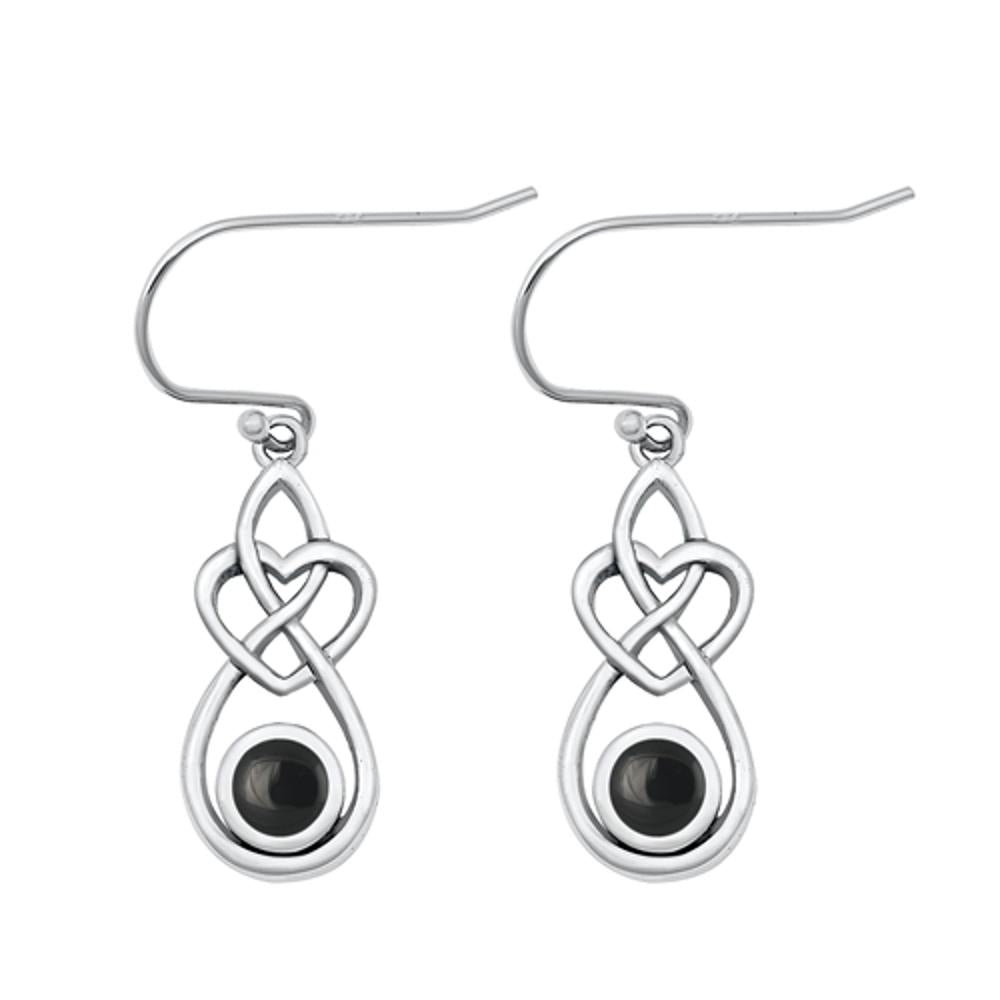 Sterling Silver Wholesale Black Agate Celtic Hook Polished Earrings .925 New