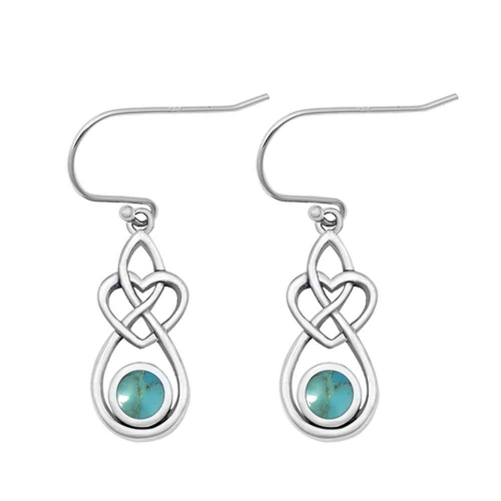 Sterling Silver Wholesale Turquoise Celtic Hook High Polished Earrings .925 New