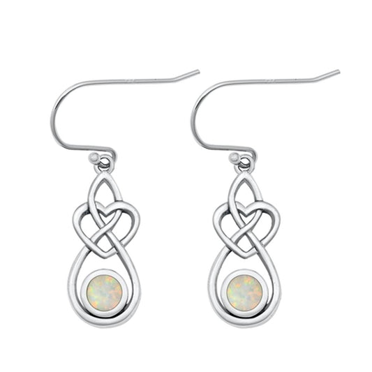 Sterling Silver Wholesale White Synthetic Opal Celtic Hook Earrings .925 New