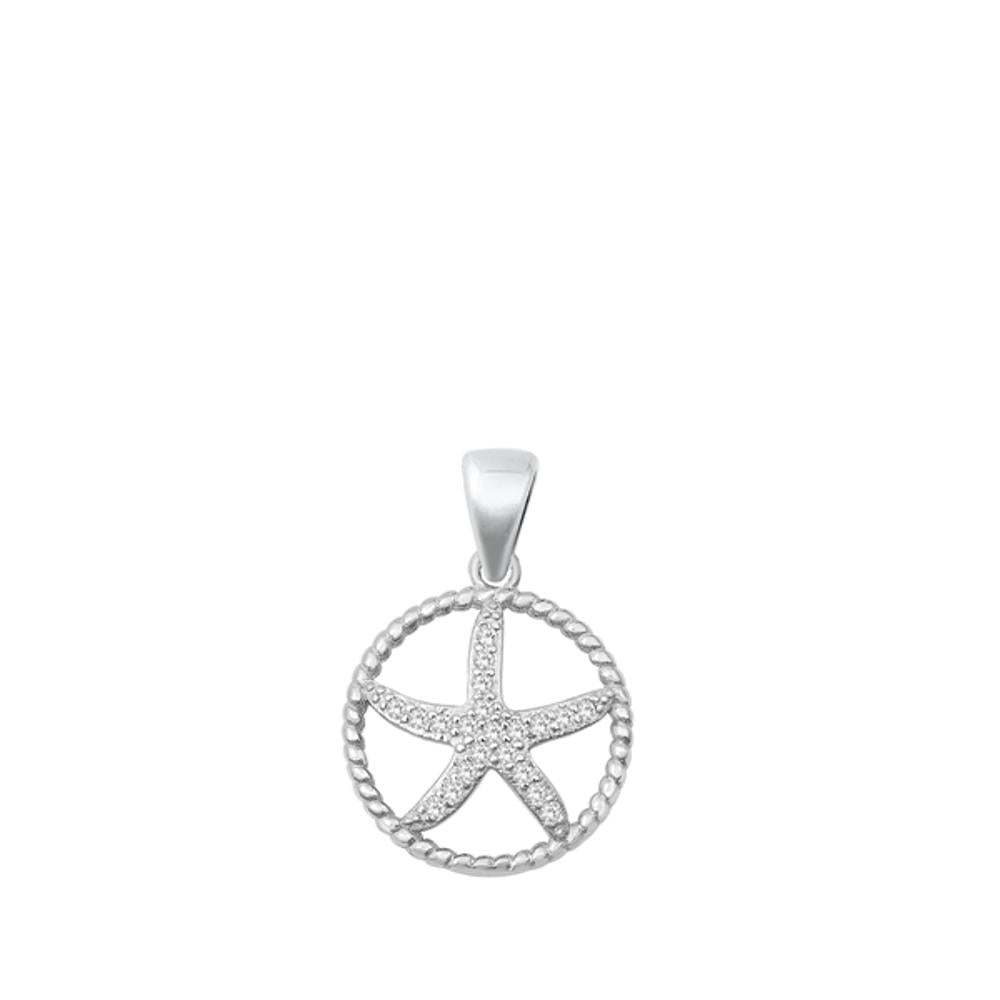 Sterling Silver Unique Clear CZ Starfish Pendant Ocean Sea Beach Charm 925 New