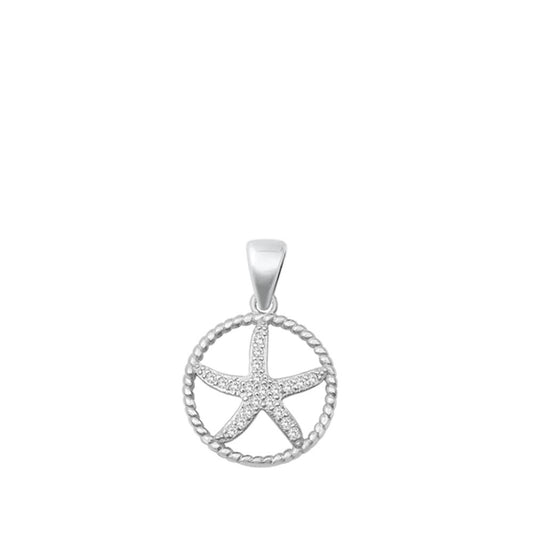 Sterling Silver Unique Clear CZ Starfish Pendant Ocean Sea Beach Charm 925 New