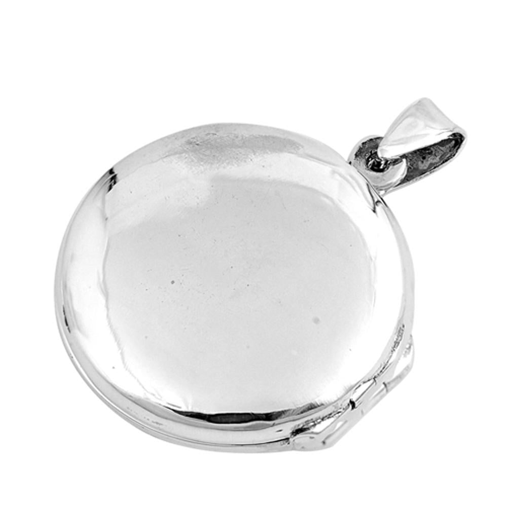 Sterling Silver Polished Round Classic Locket Pendant Vintage Keepsake Charm 925