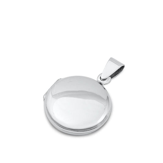 Sterling Silver Classic Round Locket Polished Pendant Keepsake Love Charm 925