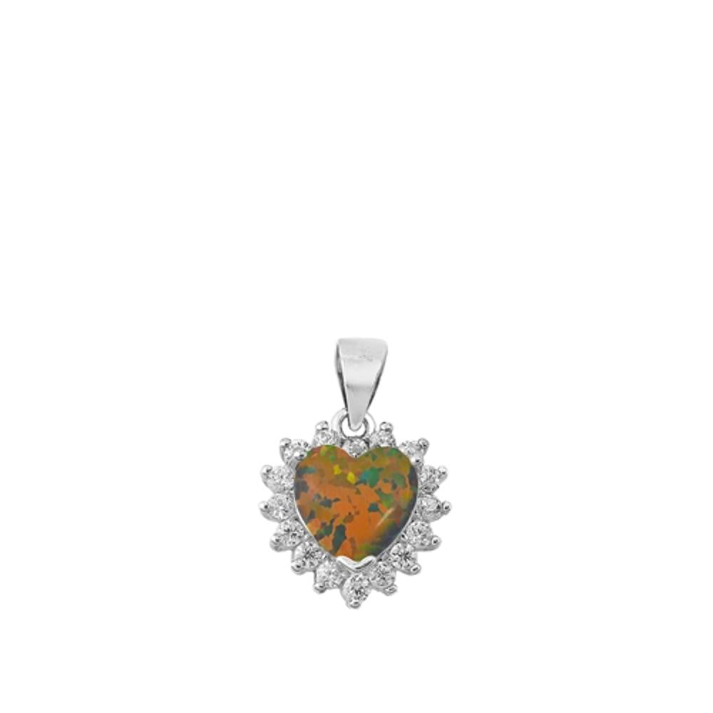 Sterling Silver Mystic Synthetic Opal Pendant Vintage Burst Elegant Halo Charm