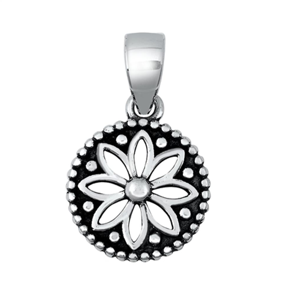 Sterling Silver Polished Oxidized Mandala Pendant Spiritual Focus Charm 925 New